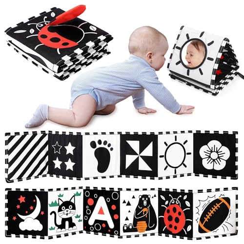 URMYWO Black and White Baby Toys, Tummy Time High Contrast Newborn Toys 0-3 Months, Soft Baby Book, Visual Stimulation Montessori Sensory Infant Toys 0-6-12 Months, Shower Gift, Easter Basket Stuffers – AmaSync Store
