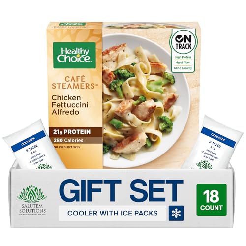 Salutem Vita – Chicken Fettuccini Alfredo with Broccoli, Frozen Meal Gift Set – Pack of 18 -