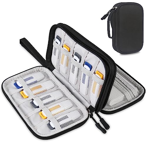 Lacdo USB Flash Drive Case Thumb Drive Holder Case Organizer Portable Electronic Accessories Storage Bag for SanDisk/SamData/Samsung USB Flash Drives Jump Drive Memory Stick, SD Card, Cable, Black - Demo Store