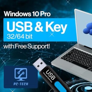 PC-TECH Compatible with Windows 10 Professional 64 Bit USB With Key. Factory fresh, Recover, Repair and Restore. Key code and USB install Included. Fix PC, Laptop and Desktop. Free Technical Support – AmaSync Store