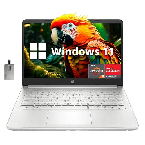 HP 2022 14" FHD IPS Display Laptop, AMD Ryzen 3-3250U, 8GB RAM, 128GB PCIe SSD, AMD Radeon Graphics, True Vision HD Camera, Wi-Fi 5 and Bluetooth, Windows 11 S, Silver, 32GB Snow Bell USB Card – AmaSync Store