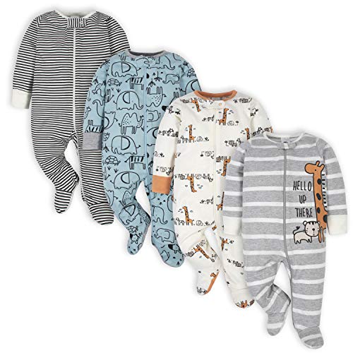 Gerber Baby Boys' 4 Pack Sleep 'N Play Footie, Jungle Blue, 0-3 Months – AmaSync Store