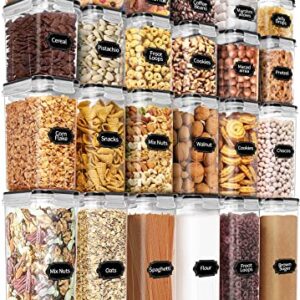 PRAKI Airtight Food Storage Containers Set with Lids - 24 PCS, BPA Free Kitchen and Pantry Organization, Plastic Leak-proof Canisters for Cereal Flour & Sugar - Labels & Marker -