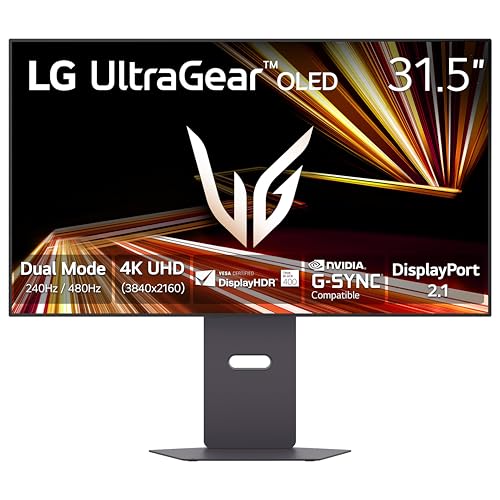 LG 32GX870A-B 32-inch Ultragear 4K UHD (3840 x 2160) OLED Gaming Monitor, Dual-Mode, 240Hz, 0.03ms, NVIDIA, AMD FreeSync Premium Pro, VESA DisplayHDR True Black 400, USB Type-C, DP2.1, Black - Demo Store