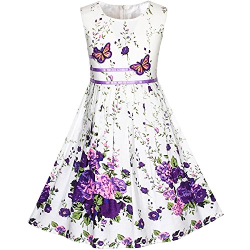 Sunny Fashion KP13 Girls Dress Purple Flower Party Size 7-8 – AmaSync Store