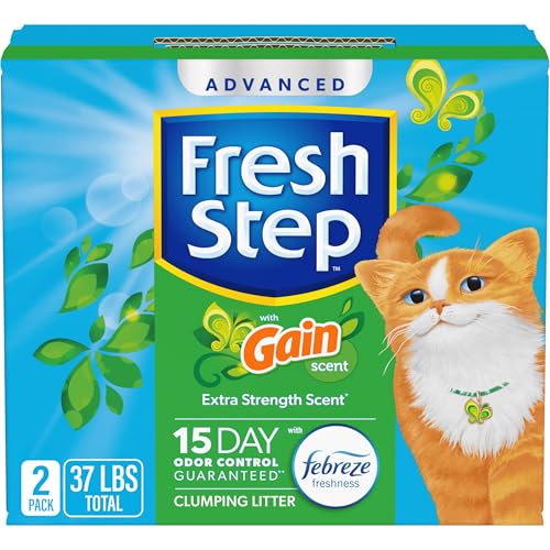 Fresh Step Advanced Clumping Litter with Febreze Freshness with Gain Scent, Fights Odor on Contact, 37 lbs. (2 x 18.5 lb. Box) (Package May Vary) -