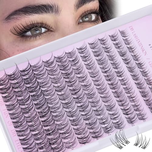 Wispy Lash Clusters Natural Eyelash Clusters Invisible Thin Band 8-16mm Cluster Eyelash Extension DIY Lash Extensions with D Curl-Wide Span Individual Lashes by WTVANE -
