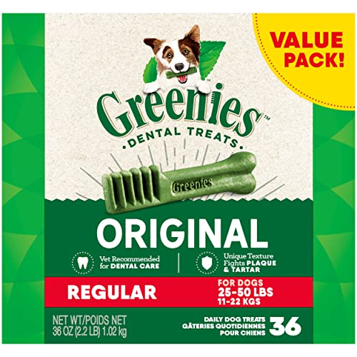 Greenies Original Regular Dental Dog Treats, 36 oz. Pack (36 Treats) -