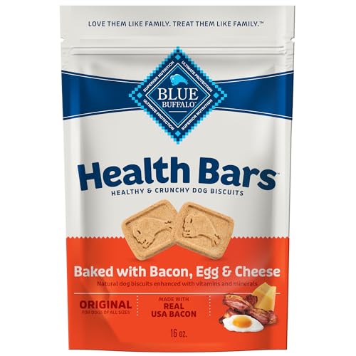Blue Buffalo Health Bars Crunchy Dog Biscuits, Oven-Baked With Natural Ingredients, Bacon, Egg & Cheese , 16-oz Bag -