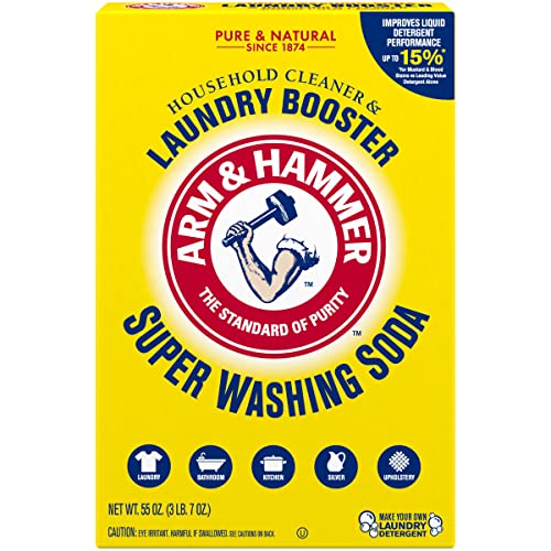 ARM & HAMMER Super Washing Soda Household Cleaner and Laundry Booster, 55 oz Box -