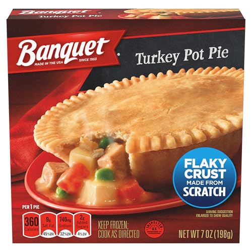 Banquet Turkey Deep Dish Pot Pie, Microwave Meal for dinner, Frozen Meal, 7 OZ -