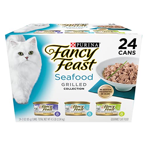 Purina Fancy Feast Grilled Wet Cat Food Seafood Collection in Wet Cat Food Variety Pack - (Pack of 24) 3 oz. Cans -