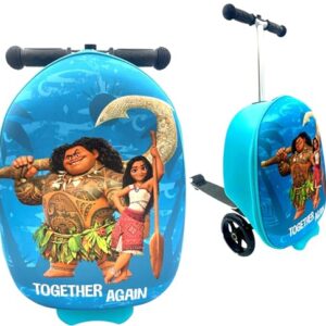 Moana 18" Kid's Ride-On Suitcase - Lightweight Carry-On Luggage Scooter with LED Light Up Wheels -