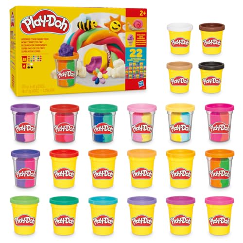 Play-Doh 22 Pack Ultimate Color Variety, Bulk Assorted Colors, 2 & 4 Ounce Modeling Compound Cans, Kids Arts & Crafts, Preschool Toys for 2 Year Old Girls & Boys & Up (Amazon Exclusive)