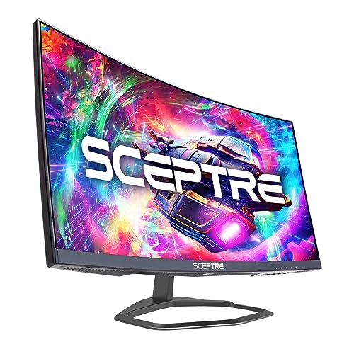 Sceptre Curved 24.5-inch Gaming Monitor up to 240Hz 1080p R1500 1ms DisplayPort x2 HDMI x2 Blue Light Shift Build-in Speakers, Machine Black 2023 (C255B-FWT240) - Demo Store