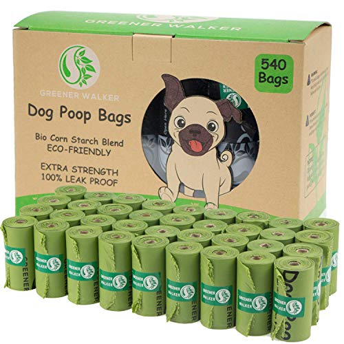 Greener Walker Poop Bags for Dog Waste-540 Bags,Extra Thick Strong 100% Leak Proof Dog Waste Bags (Green) -