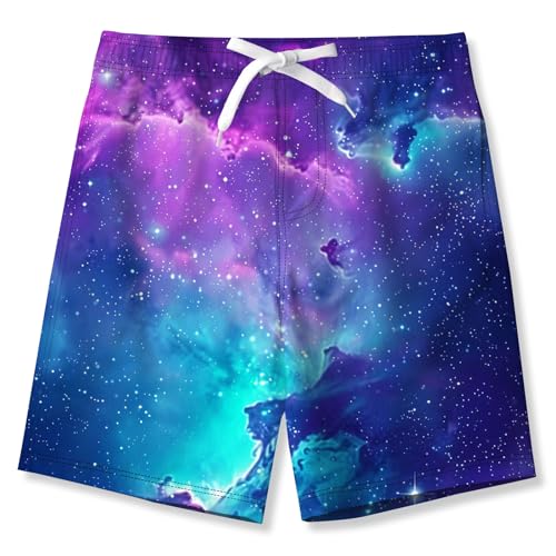 uideazone Teen Boys Swim Trunks Size 14 Fashion Starry Sky Waterproof Quick Dry Swim Bathing Suits Lightweigh Sun Protection Swim Short with Side Pockets -