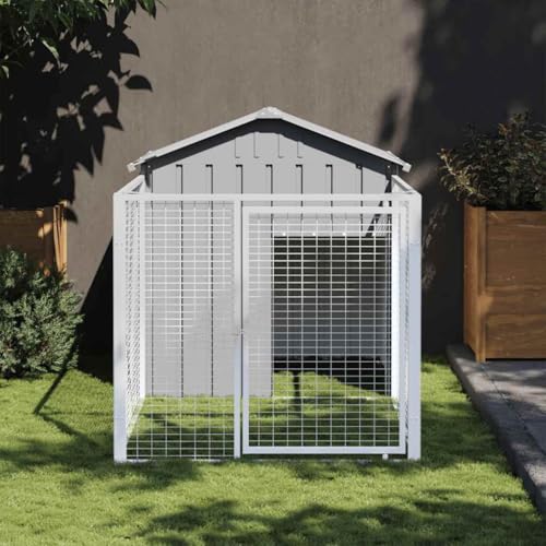 Dog House Light Grey Galvanized Steel 46.1 x 79.1 x 48.4 in,Animals & Pet Supplies,Pet Supplies,Dog Supplies,Dog Houses,172352 -