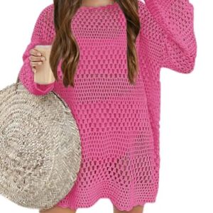 Batermoon Girls Crochet Long Sleeve Swimsuit Cover Up Kids Fashion Hollow Out Swimwear Beach Dress 5-14 Years – AmaSync Store