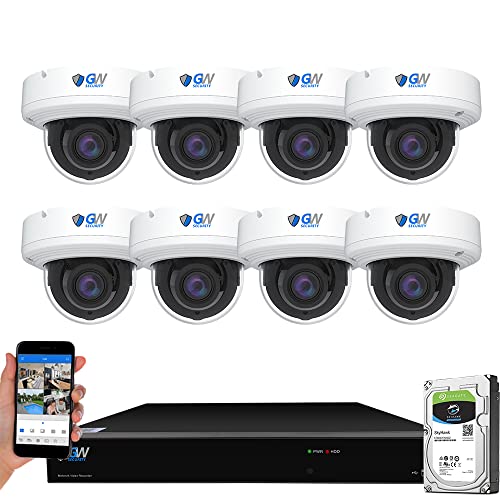 GW 4K (3840x2160 @30fps Real-time) 16 Channel Security Camera System with 8 8MP AI Facial Recognition/Human/Vehicle Detection 5X Optical Motorized Zoom PoE IP Dome Cameras -