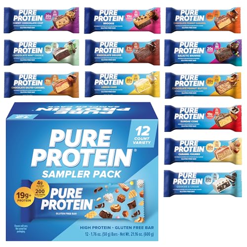 Pure Protein Variety Pack - 12 Count Box | 20g High Protein, Gluten-Free, On-the-Go Snack | Ideal Pre & Post-Workout Fuel | Low Sugar, Great Taste! -