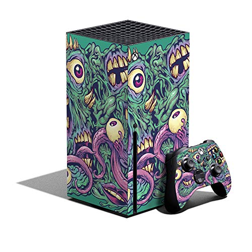 MightySkins Skin Compatible with Xbox Series X Bundle - Eyes and Teeth | Protective, Durable, and Unique Vinyl Decal wrap Cover | Easy to Apply and Change Styles | Made in The USA -