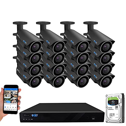 GW Security 16 Channel 4K 8MP Network NVR HD 5MP IP Security Camera System with 16 x 1920P Outdoor 2.8-12 mm 4X Optical Motorized Zoom PoE Bullet Cameras and Pre-installed 4TB HDD -