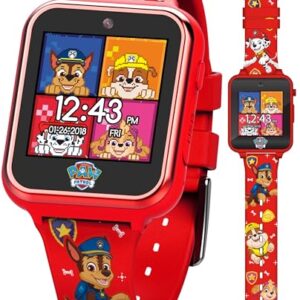 Accutime Nickelodeon PAW Patrol Kids Smartwatch with Selfie Camera Video Recorder Games Stopwatch Alarm Step Calorie Counter Red Silicone Strap Touchscreen Watch Fits 5.5"-8" Wrists -