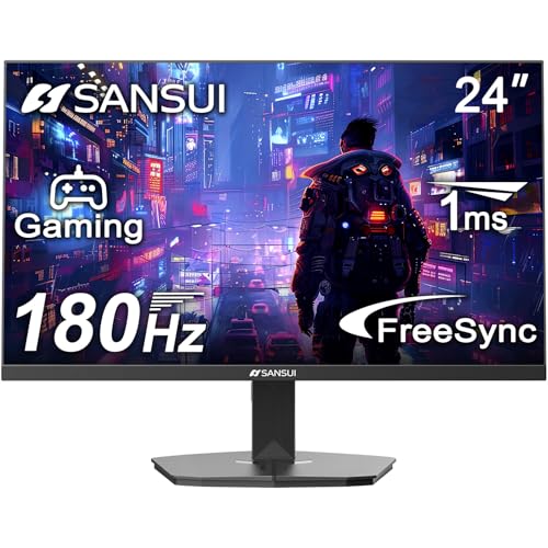 SANSUI 24 Inch Gaming Monitor 180Hz, DP 1.4 & HDMI 2.0 Ports High Refresh Rate Computer Monitor, Racing FPS RTS Modes, 1ms Response Time 110% sRGB (ES-G24F4, HDMI Cable Included) – AmaSync Store