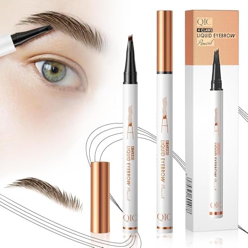 2 Pcs Microblading Eyebrow Pen, 2025 Upgraded 3D Waterproof 4-Tip Eyebrow Pencil, Natural Makeup Long-Lasting Fine Stroke Magic Eyebrow Pencil for Women Stay on All Day (05 Brown*2) -
