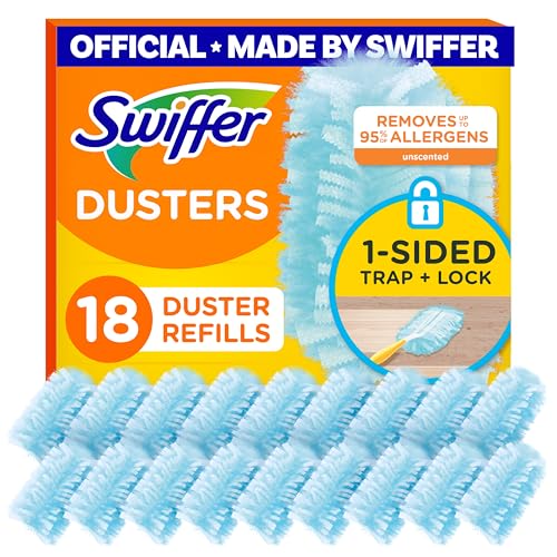 Swiffer Dusters Refill for Cleaning, Made by SWIFFER, Feather & Microfiber Duster Disposable Alternative, for Dusting Furniture, Blinds, Ceiling Fans, Walls, Helps Remove Allergens, Unscented, 18ct​ -