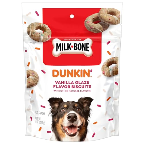 Milk-Bone Dunkin' Vanilla Glaze Flavor Dog Biscuits with Other Natural Flavors, 8 oz Bag -