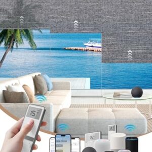 Kincmo Motorized Blinds with Remote, Light Filtering Roller Shades Work with Apple Homekit,Alexa,Google Home, Custom Electric Blinds with App,Voice Control (70% Blackout Aurora Midnight) -