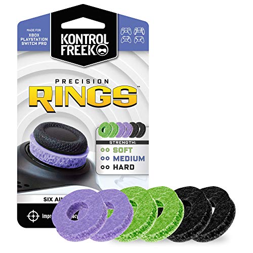 KontrolFreek Precision Rings | Aim Assist Motion Control for Playstation 4 (PS4), PS5, Xbox One, XBX, Switch Pro & Scuf Controller (Black/Purple/Green) -