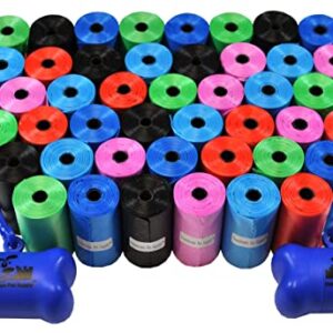 Downtown Pet Supply Dog Waste Bags (1000 CT - Rainbow Bags & 2 Dispensers) Clips to Dog Leashes & Harnesses - Poop Scoop Bags are Leak-Proof & Unscented -