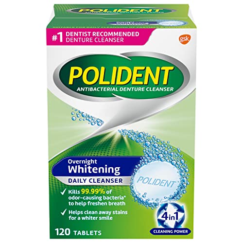 Polident Overnight Whitening Denture Cleanser Tablets - 120 Count -