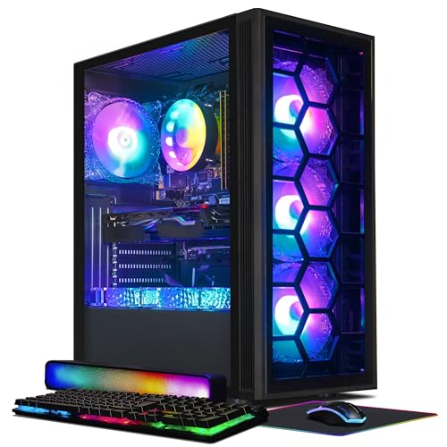 STGAubron Gaming PC Desktop, GeForce RTX 2060 6G GDDR6, Intel Core i7 up to 3.9 GHz, 16G RAM, 512G SSD, WiFi, BT 5.0, RGB Fan x6, RGB BT Sound Bar, Windows 10 Home – AmaSync Store
