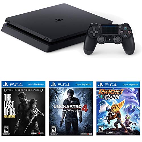 Sony Playstation 4 Slim(CUH-2215B) 1TB Core with Starter Pack Bundle-(Jet Black) -