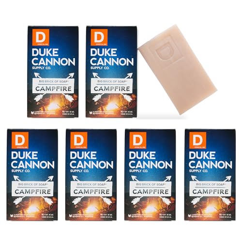 Duke Cannon Big Brick of Soap, Campfire - Triple Milled Bar, Smoky Hickory Scent, American-Made, Large Size, 10 oz. (6 Pack) -