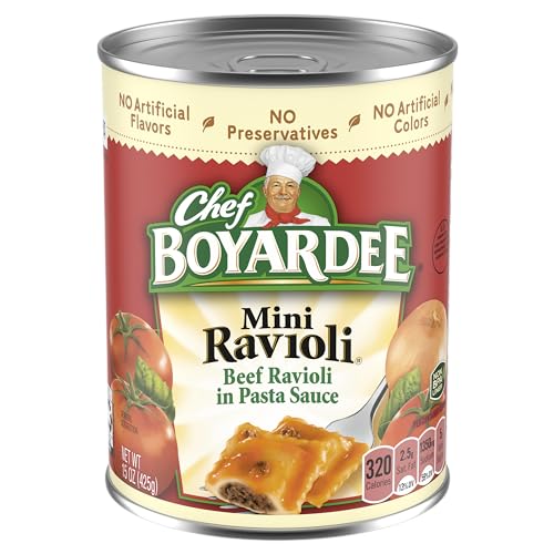 Chef Boyardee Mini Beef Ravioli, Microwave Pasta, Canned Food, 15 oz. -