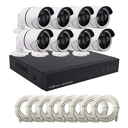 Vcamdo 5MP 8 Surveillance Cameras POE IP Home Security Camera System HD CCTV 48V HDMI with Hard Drive Night Vision Smart Cell Phone APP Remote View (6 TB) -