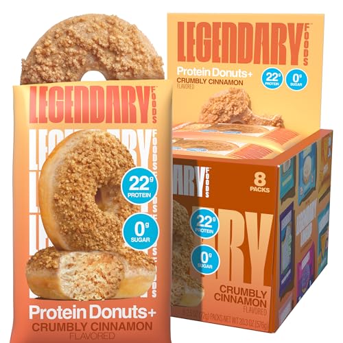 Legendary Foods 22g Crumbly Cinnamon Protein Donut – High Protein Donuts with Zero Sugar – Gluten Free, Low Carb, Keto Friendly Snack – Healthy Donuts for GLP-1, Diabetic & Bariatric Friendly Diets -