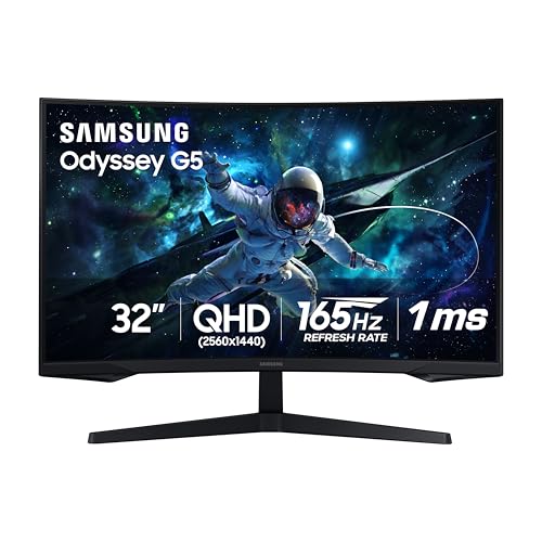 SAMSUNG 32” Odyssey G55C Series QHD 1000R Curved Gaming Monitor, 1ms(MPRT), HDR10, 165Hz, AMD Radeon FreeSync, Eye Care, Glare Free, Sharp Resolution LS32CG550ENXZA, 2024 – AmaSync Store