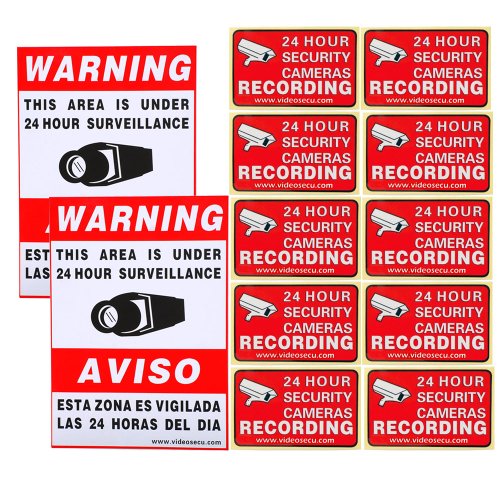 VideoSecu 12 Home CCTV Surveillance Security Camera Video Sticker Warning Decal Window Alarm Signs CKK -