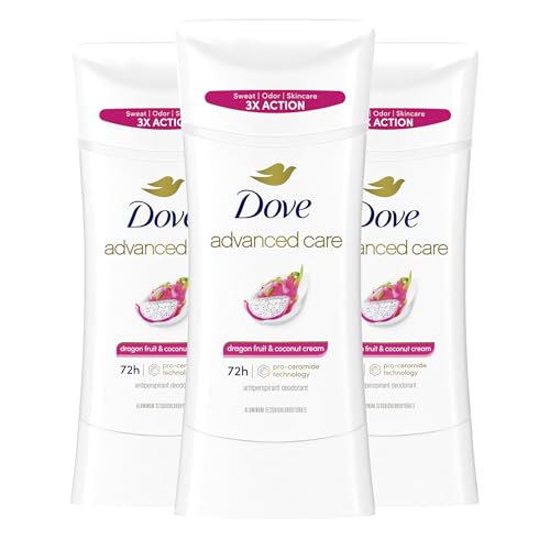Dove Advanced Care Antiperspirant Deodorant for Women Dragon Fruit & Coconut Cream 3 pack 72 hour sweat and odor protection 2.6 oz -