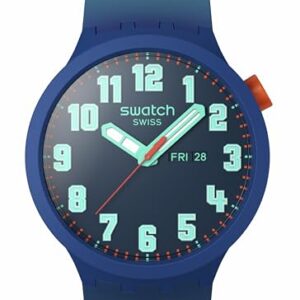 Swatch Unisex Casual Watch Blue Bio-sourced Quartz Essentially Bold -