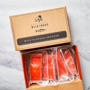 Fresh Frozen Wild Alaskan Sockeye Salmon by Northwest Wild Foods - Lean, Boneless, Skin-on, Sustainably Harvested (12 x 6 Ounce Fillets) -