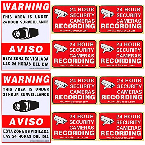 VideoSecu 10 Pack of Security Warning Signs Stickers Decals for CCTV Video Surveillance Camera System S01128 WR8 -