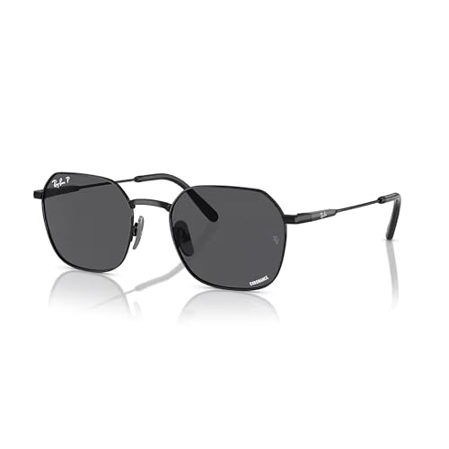 Ray-Ban Jim Titanium RB8094 9267K8 53MM Black/Crystal Lens Dark Grey Chromance Polarized Hexagonal Sunglasses for Men for Women + BUNDLE With Designer iWear Complimentary Eyewear Kit -