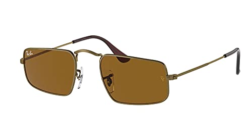 Ray-Ban RB3957 Julie Rectangular Sunglasses, Antique Gold/Brown, 46 mm -